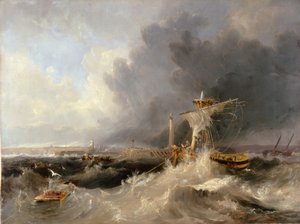 サンダーランドオールドピアとリホープ教会のある灯台、1840年